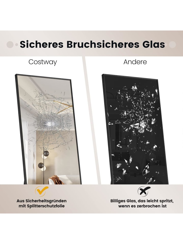COSTWAY Ganzkörperspiegel 160x40cm in Schwarz günstig kaufen onesize