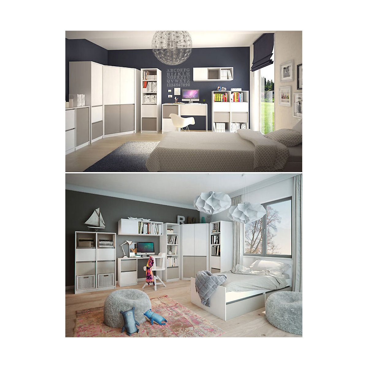 Jugendzimmer-Set Mati Kinderzimmer 6-teillig grifflos