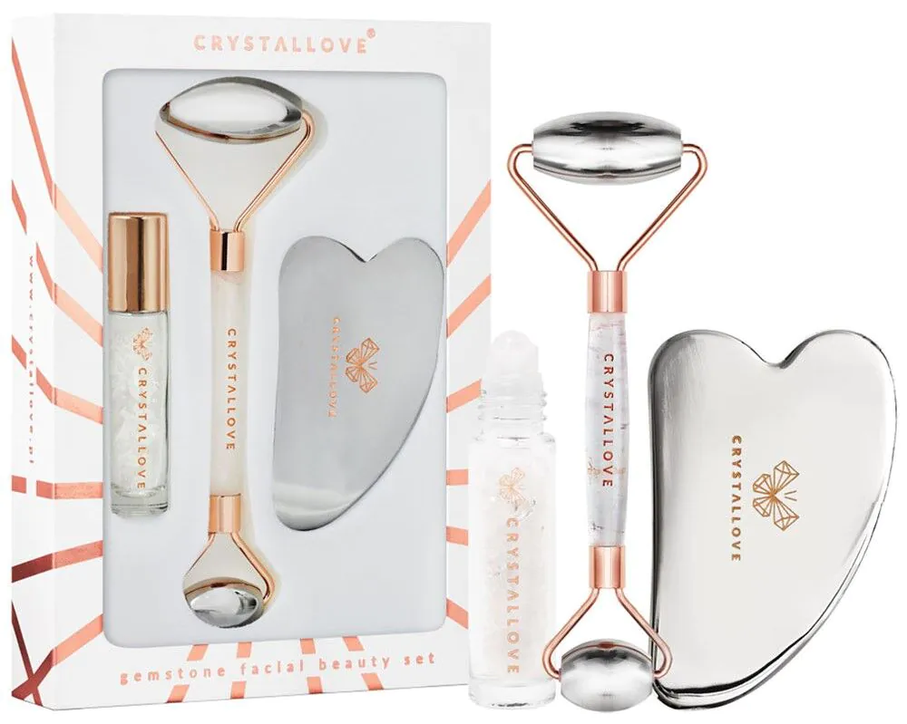 Σετ ομορφιάς Crystallove Cryo Ice (Μασάζ προσώπου + Πλάκα Gua Sha + Μπουκάλι Roll-On)