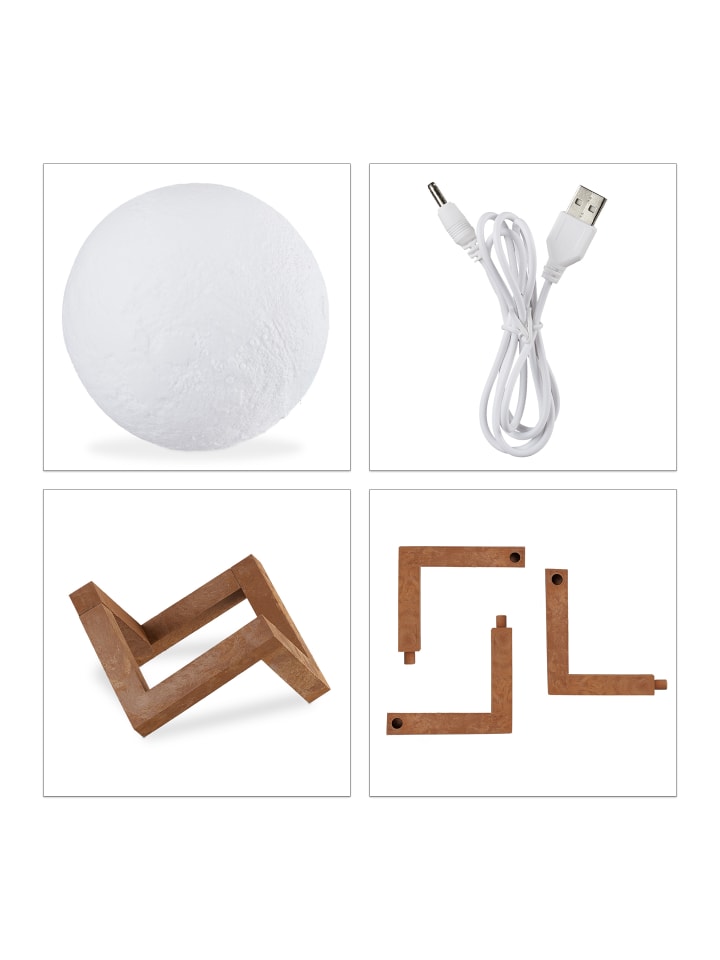 relaxdays Mondlampe 3D 2 Farben in Weiß Ø 15cm günstig kaufen onesize