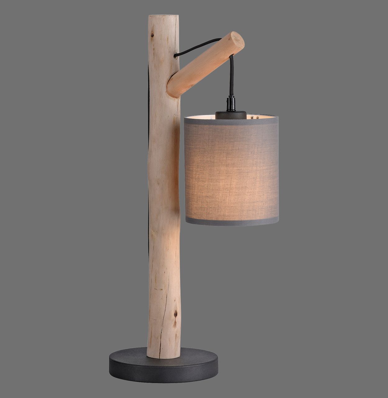 JUST LIGHT Tischleuchte GREEN TRIBU, 1x E27/10,00Watt max., Eukalyptusholz, Taupe