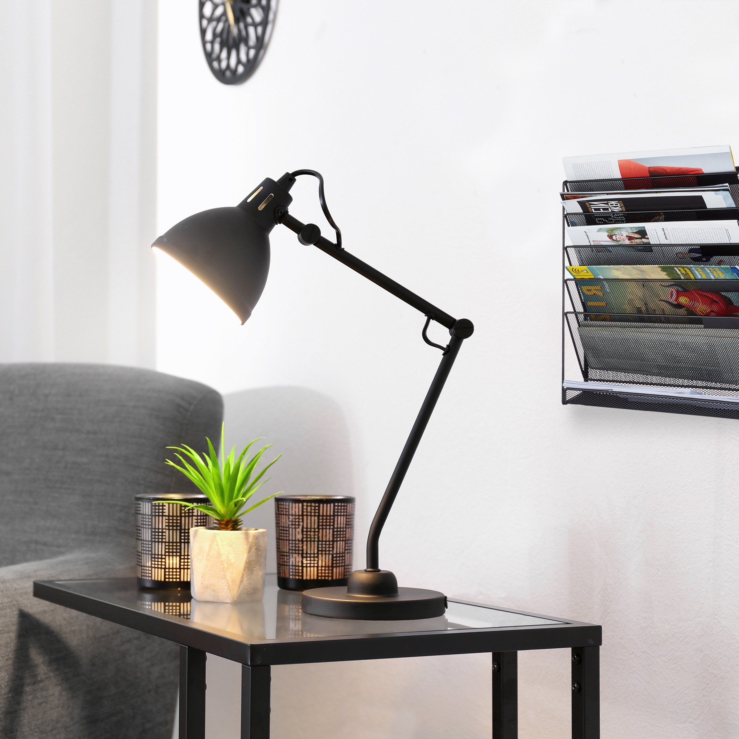 relaxdays Zeitungsständer Zeitschriftenhalter Wand, Schwarz