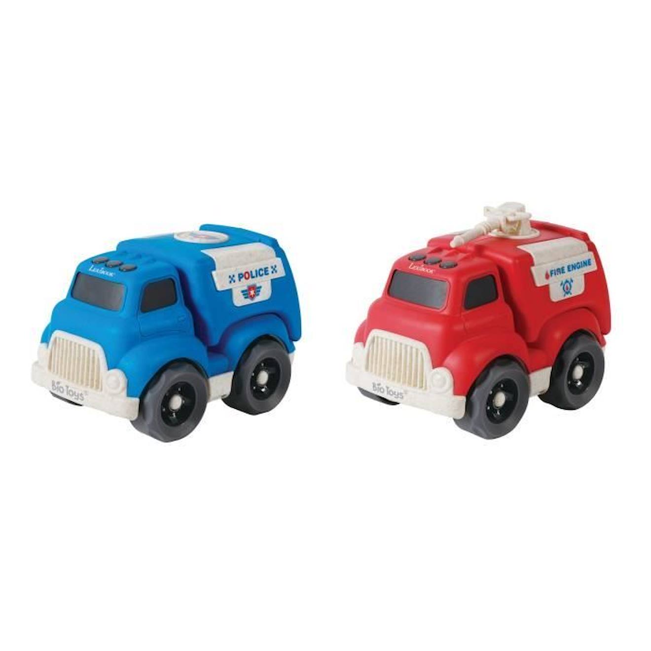 Pack police camion pompieren fibres de blé, recyclable et biodégradable bleu