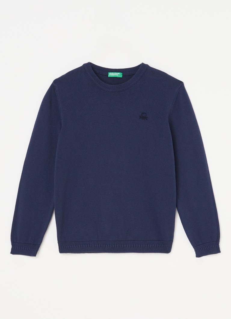 Pulover Benetton din tricot fin cu logo brodat