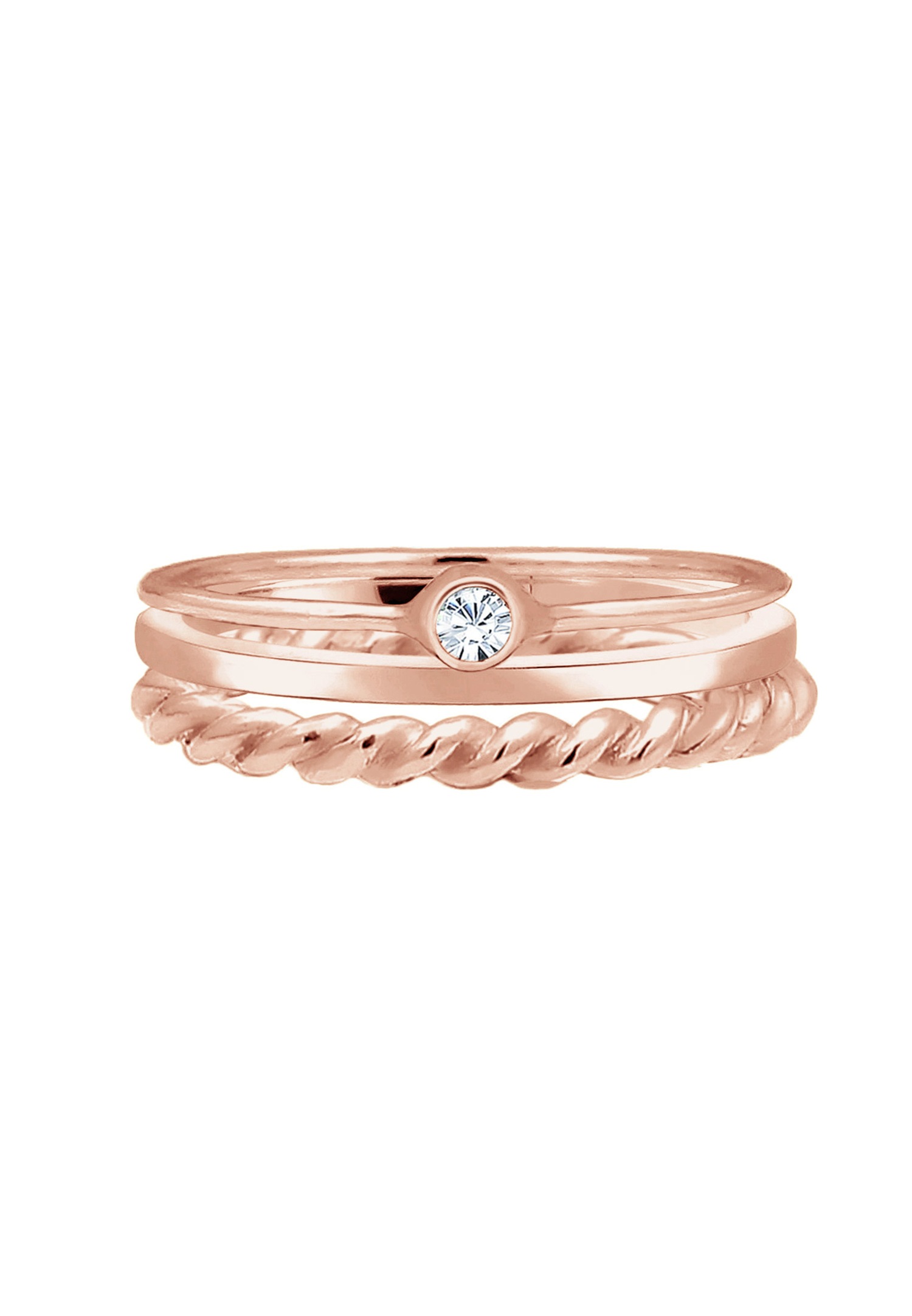 Ženski komplet uhanov Elli Solitaire Basic Twisted s kristalom iz srebra 925