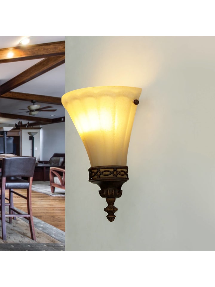 Licht-Erlebnisse Wandlampe in Walnuss Creme günstig kaufen onesize