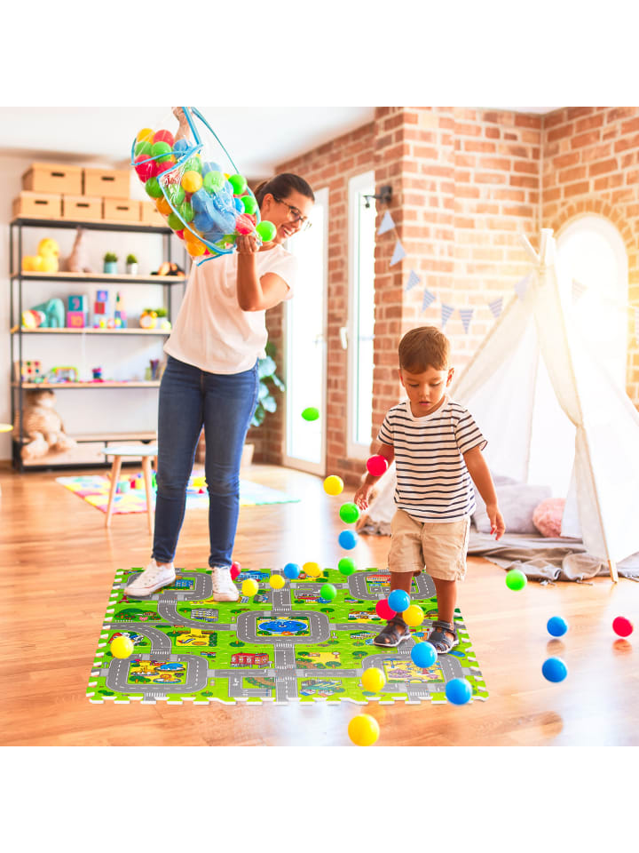 relaxdays 9tlg. Puzzlematte Straße in Mehrfarbig - (B)90 x (T)90 cm günstig kaufen onesize