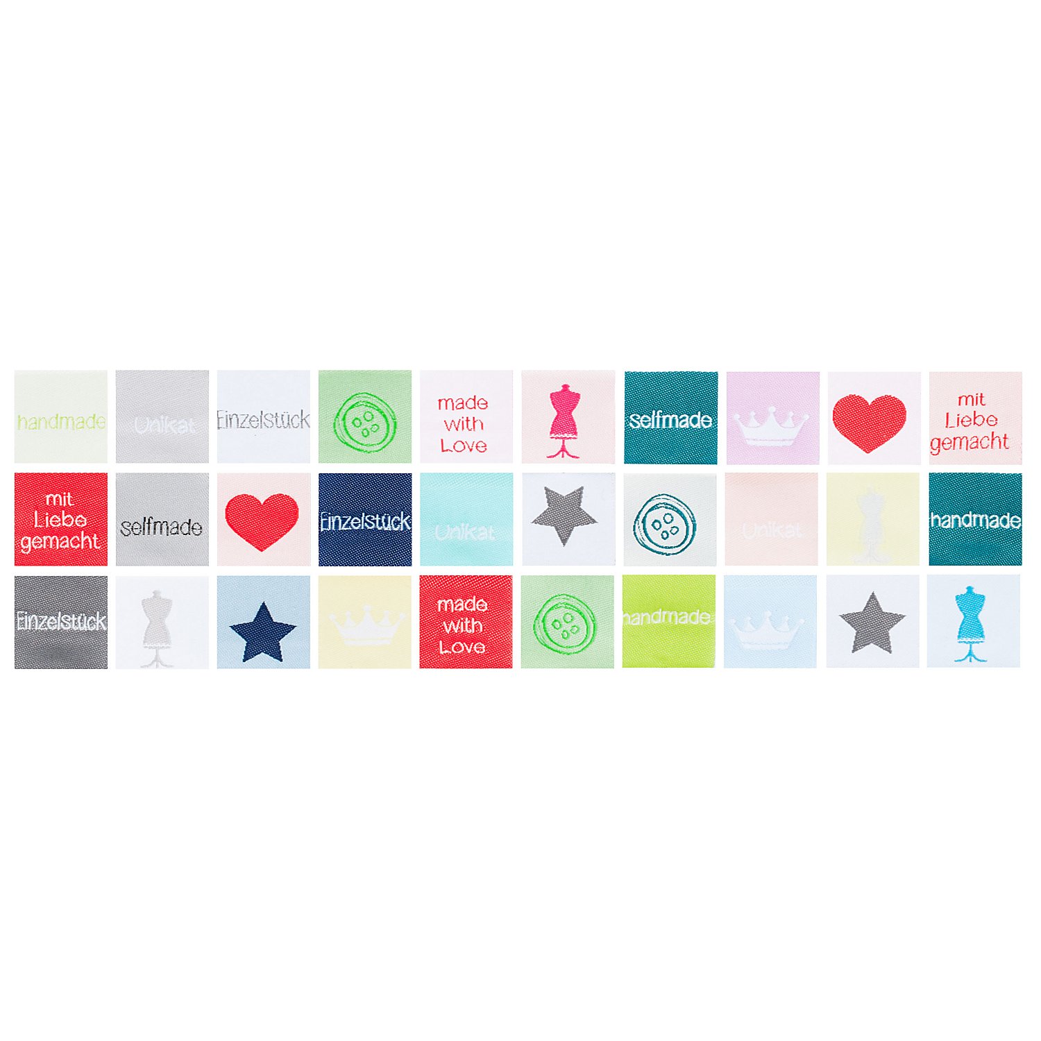 buttinette Label-Set, 2,5 x 6,4 cm, 30 Stück