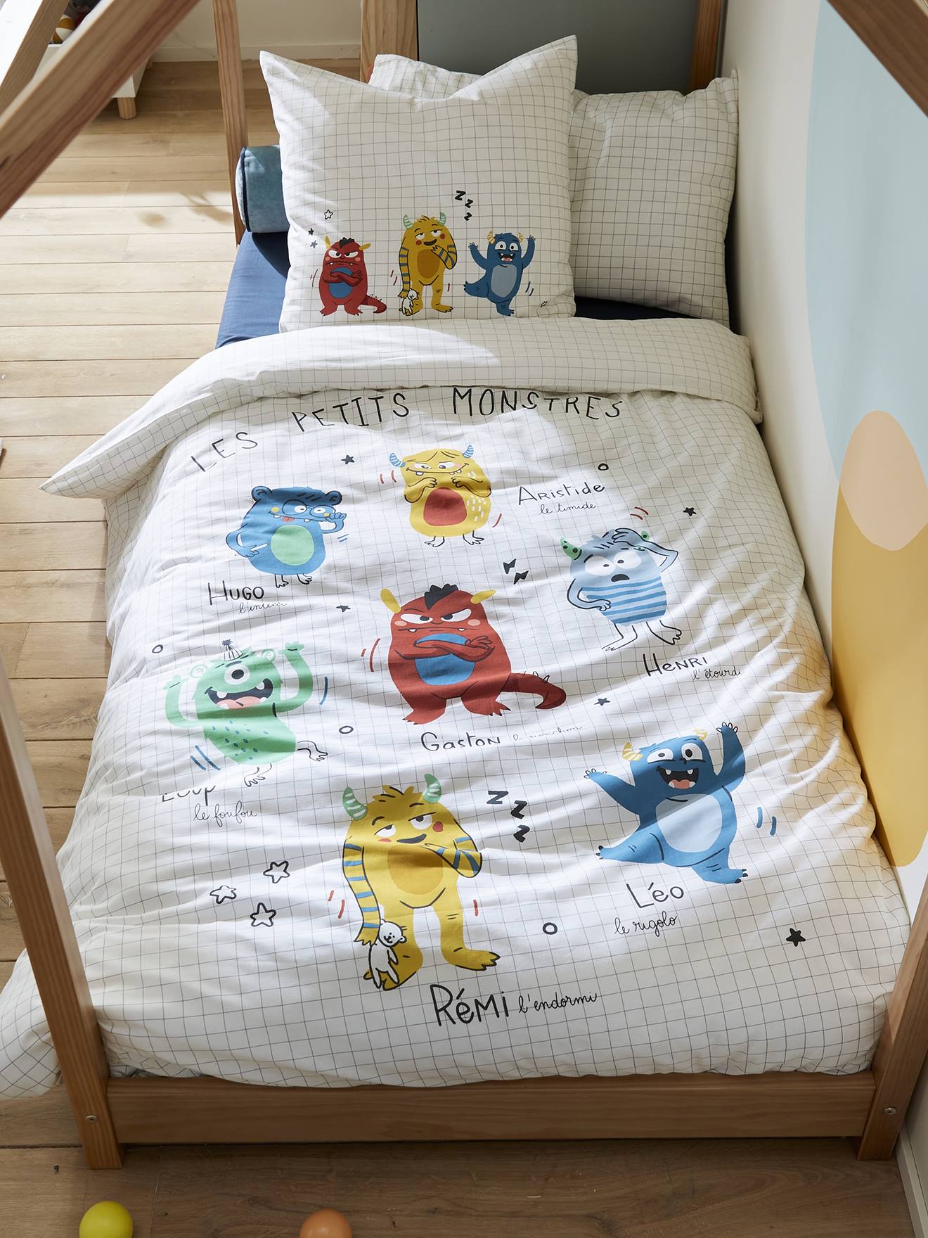 Vertbaudet Kinder Bettwäsche-Set MONSTER Oeko-Tex - mehrfarbig