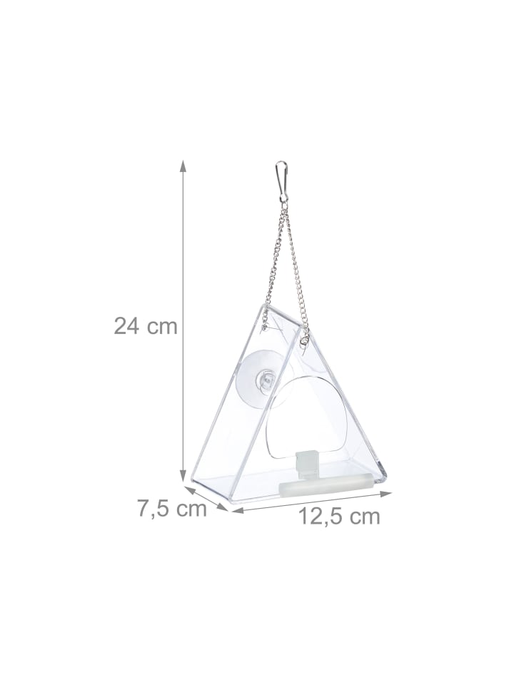 relaxdays Vogelfutterhaus in Transparent - (B)12,5 x (H)13 x (T)7,5 cm günstig kaufen onesize