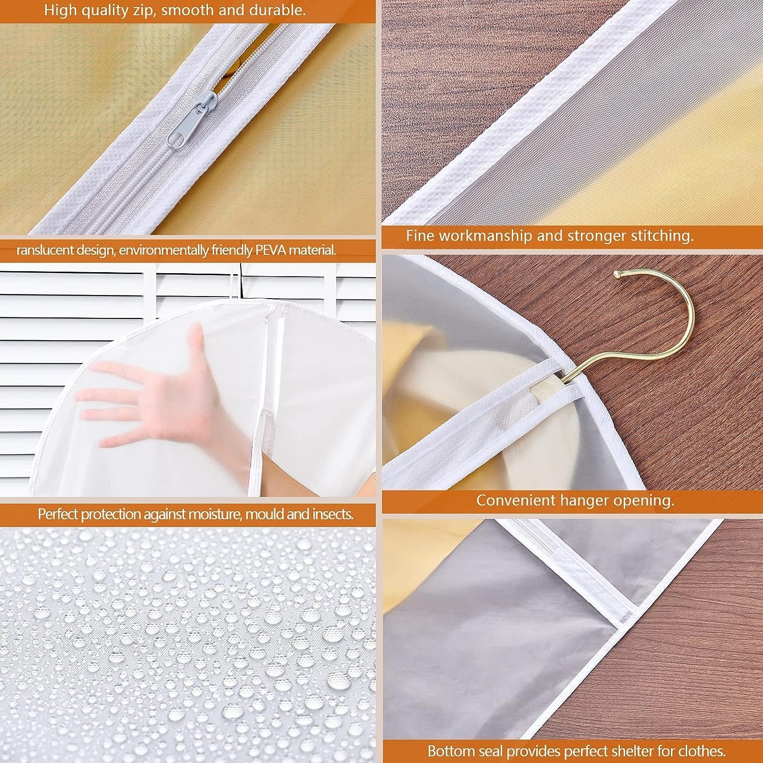 SCOHOME Kleidersack 12 Stück Kleidersack Anzug Lange, 60 x 120/100cm Transparent (12 St., Anzugtasche Kleidersäcke Anzugsack Abendkleid) Brautkleid Mäntel Hemden Mottenschutz Wasserdicht