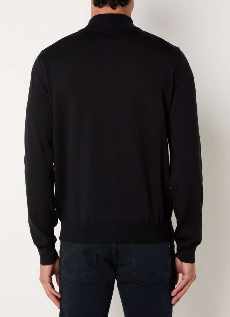 Pulover HUGO BOSS Ebenji din tricot virgin fin cu fermoar