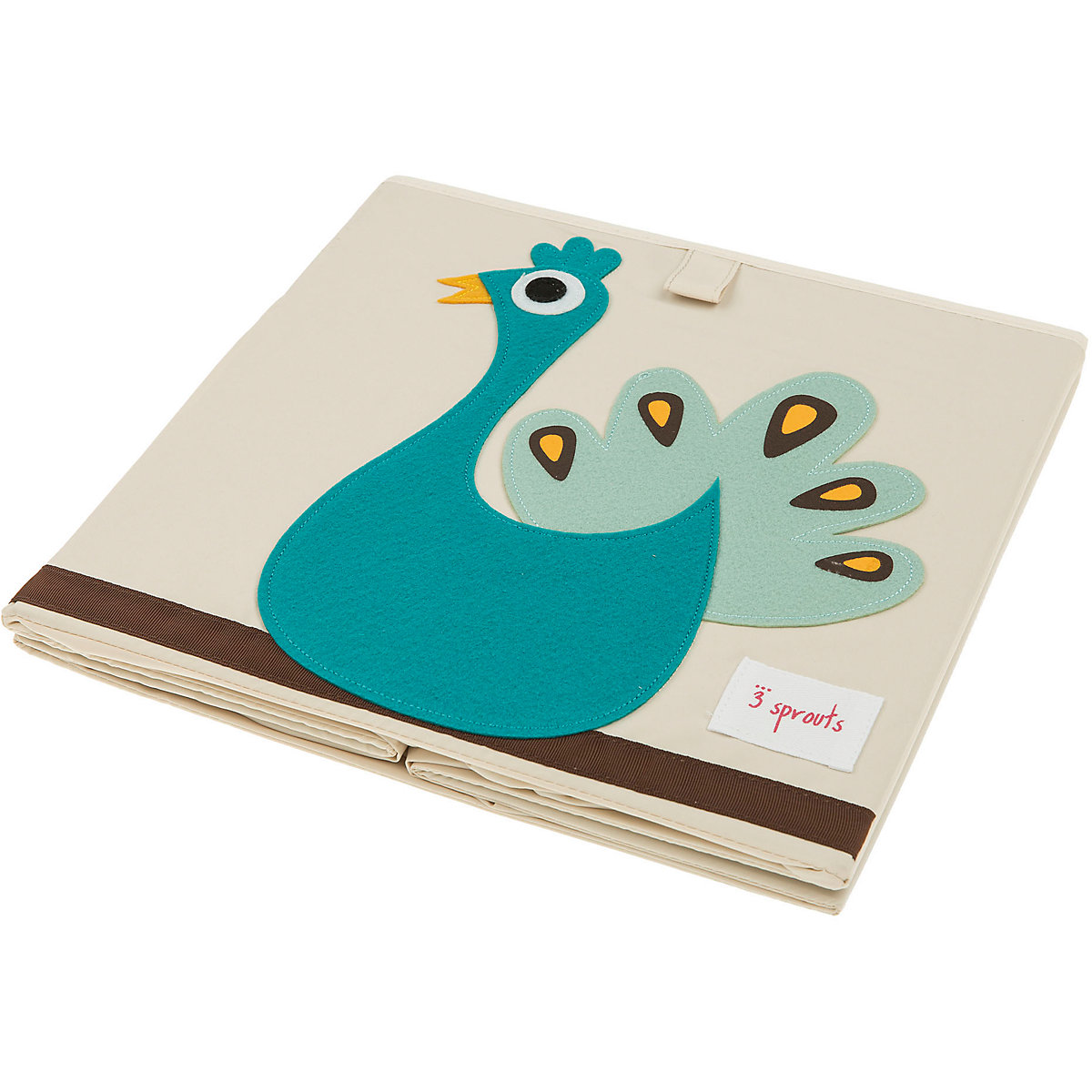 Aufbewahrungsbox faltbar, Pfau, 33 x 33 cm