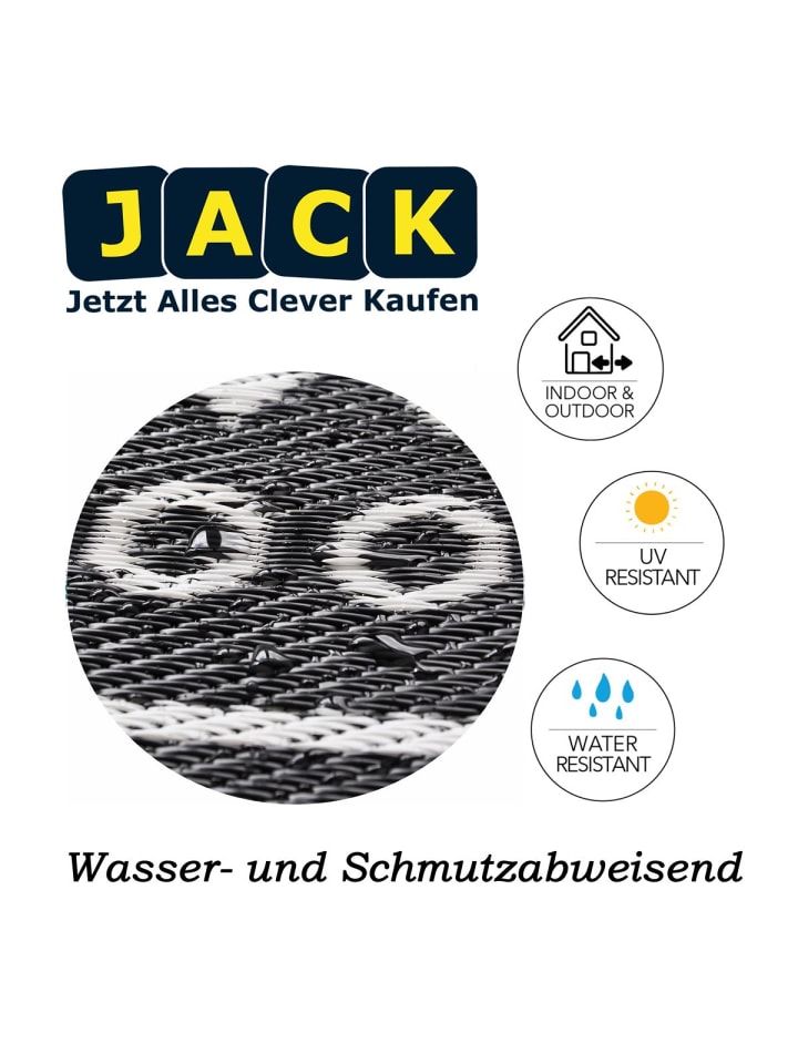 JACK Outdoor Teppich 120x180cm In- & Outdoor in Abstrakt Schwarz günstig kaufen 120x180cm