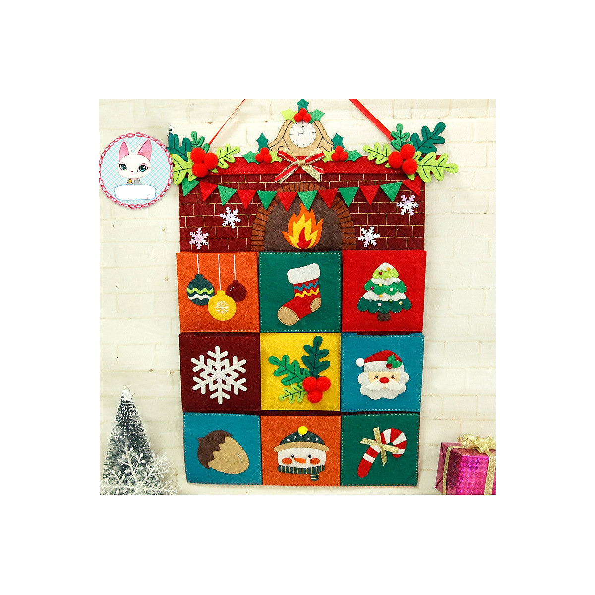 Tasche aus handgefertigtem Vliesstoff für Kinder zum Aufhängen Dekoration Weihnachtskamin-Aufbewahrungstasche DIY-Materialpaket