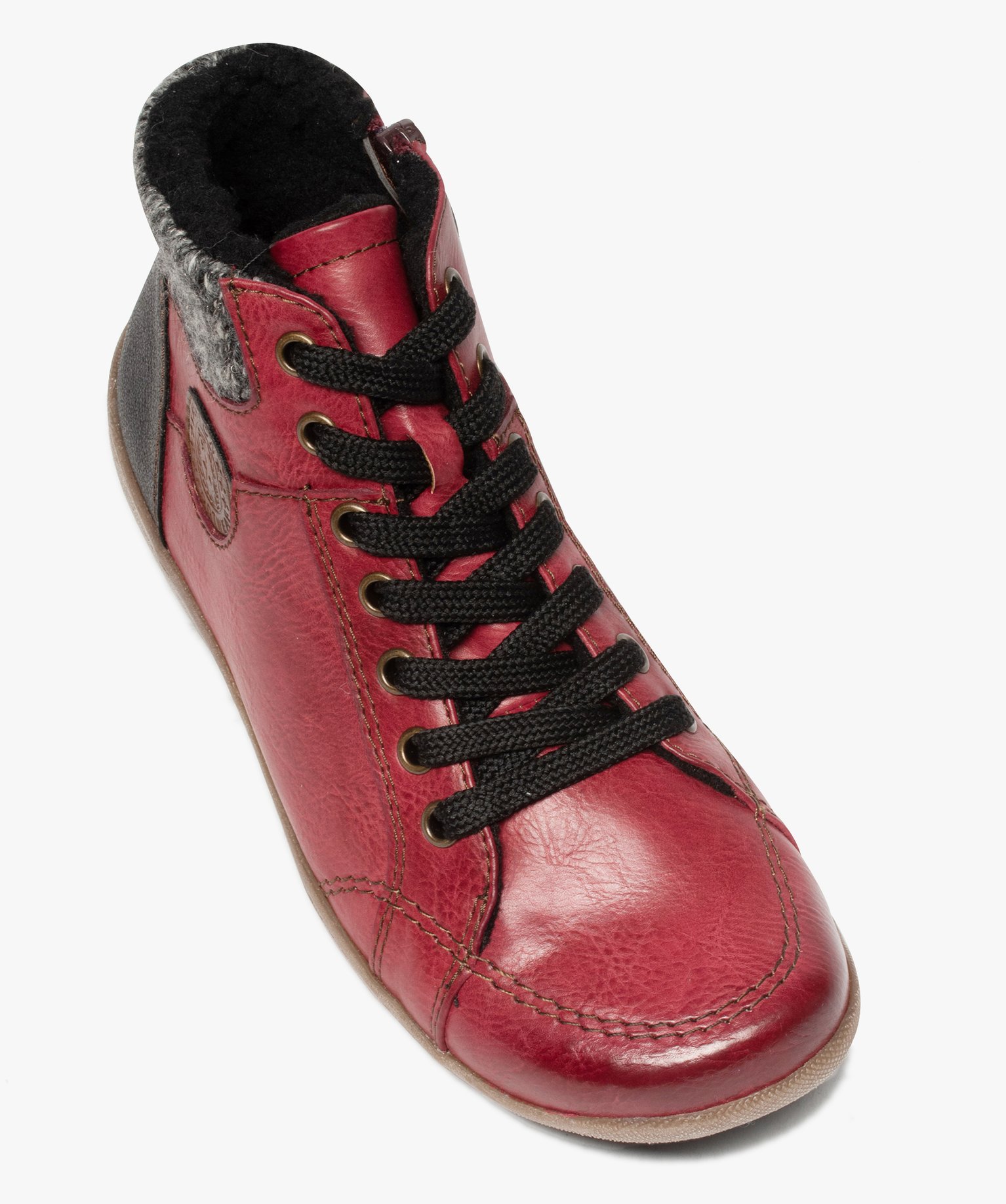 Boots femme confort avec col en maille – Softrelax rouge fonce | GEMO