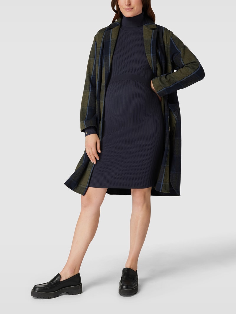 Knielanges Umstands-Kleid mit Rollkragen Modell 'SADIE' in marineblau