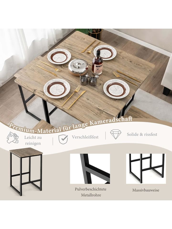 COSTWAY 5 tlg. Bartisch Set in Braun günstig kaufen 80 cm