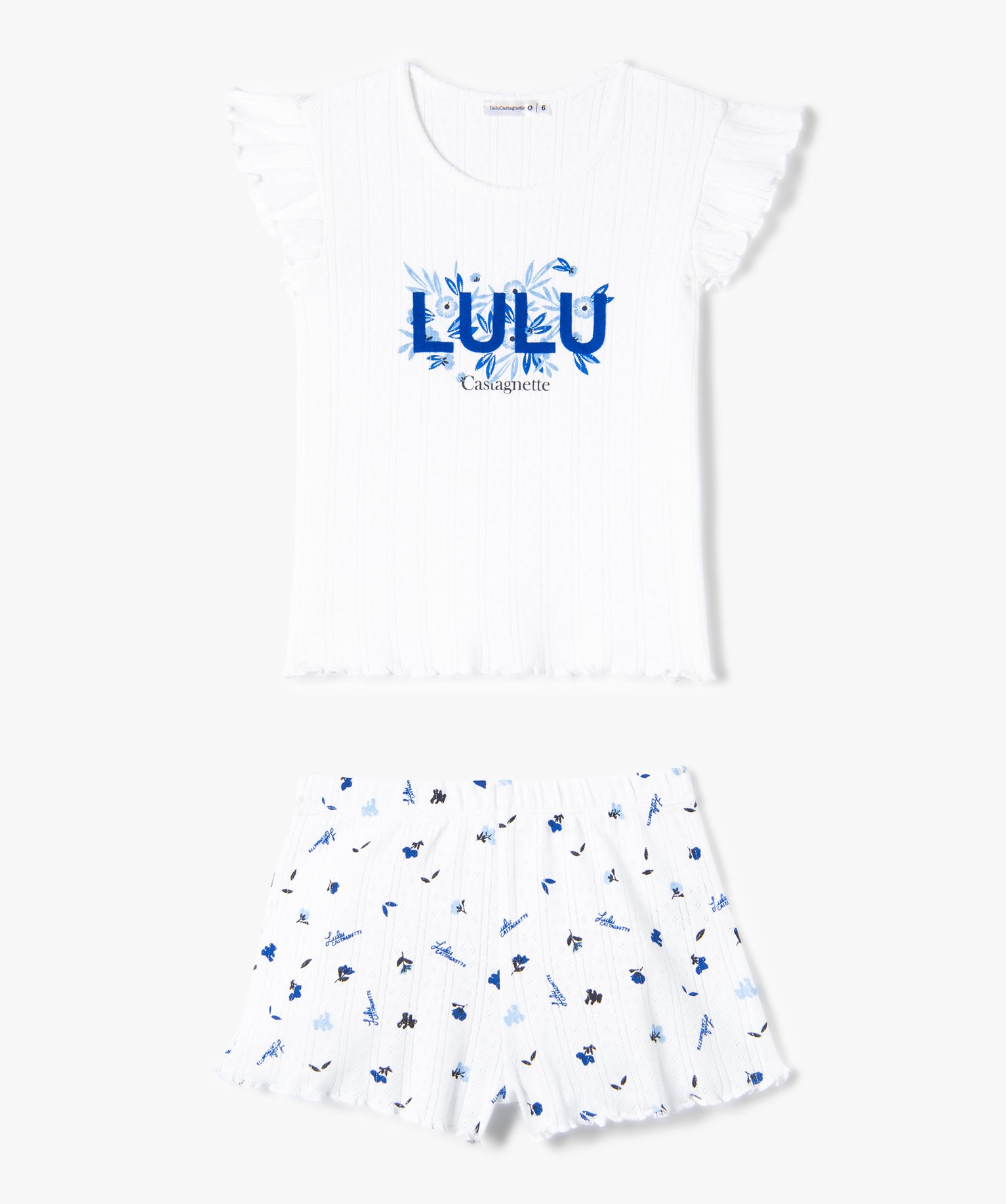 Pyjashort fille en maille fantaisie - LuluCastagnette blanc | GEMO