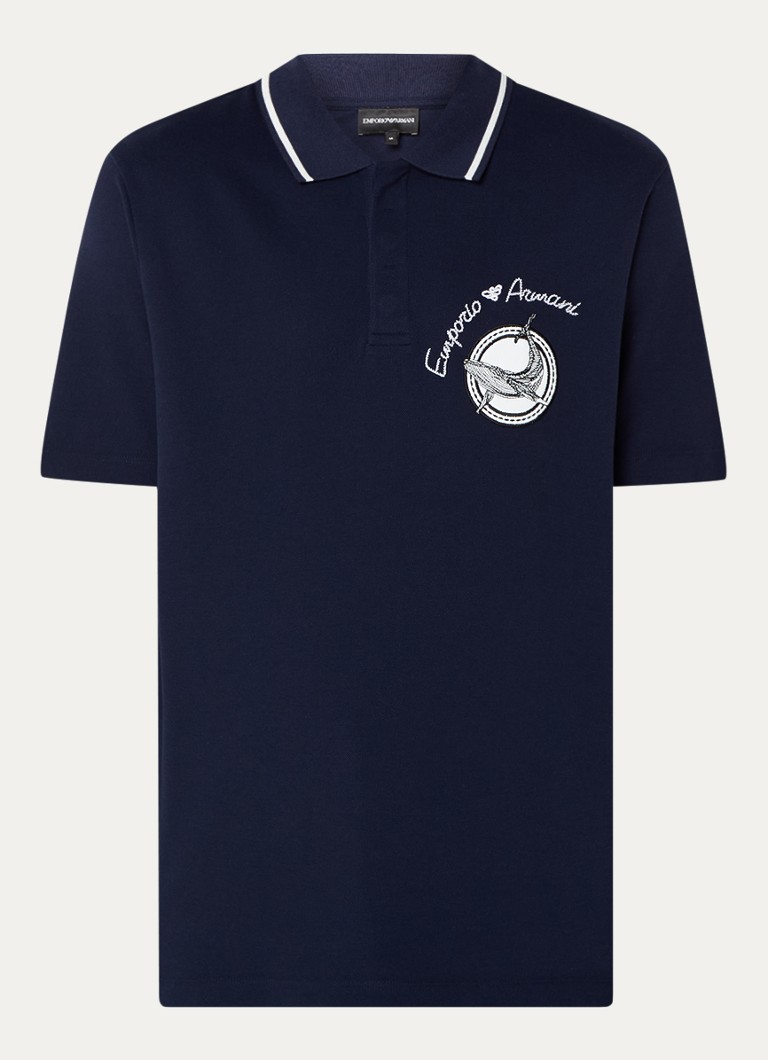 Polo Emporio Armani de corte regular em algodão piqué com bordado.