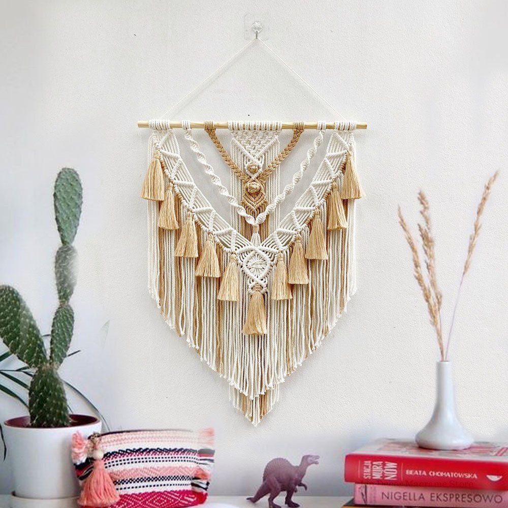 Wandteppich Wandteppich Boho Makramee Wandbehang Gewebte Baumwolle Wanddeko55*75cm, FELIXLEO