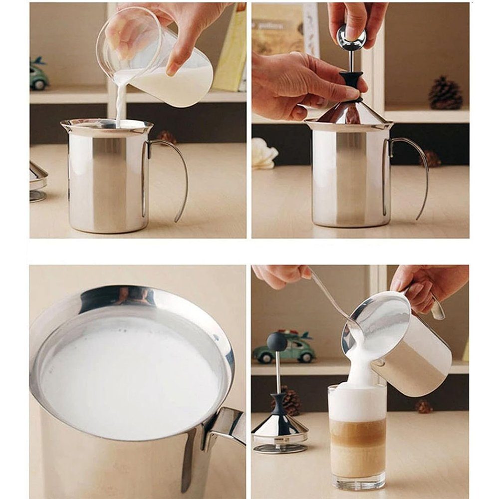 Zimtky Milchaufschäumer Milchaufschäumer Krug, 800ML Edelstahl Manueller Milchaufschäumer