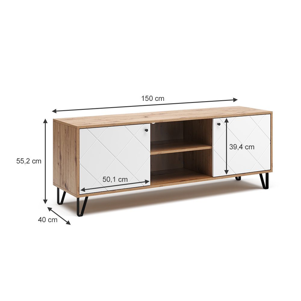 Vicco Lowboard TV-Schrank NIZZA Artisan/Weiß