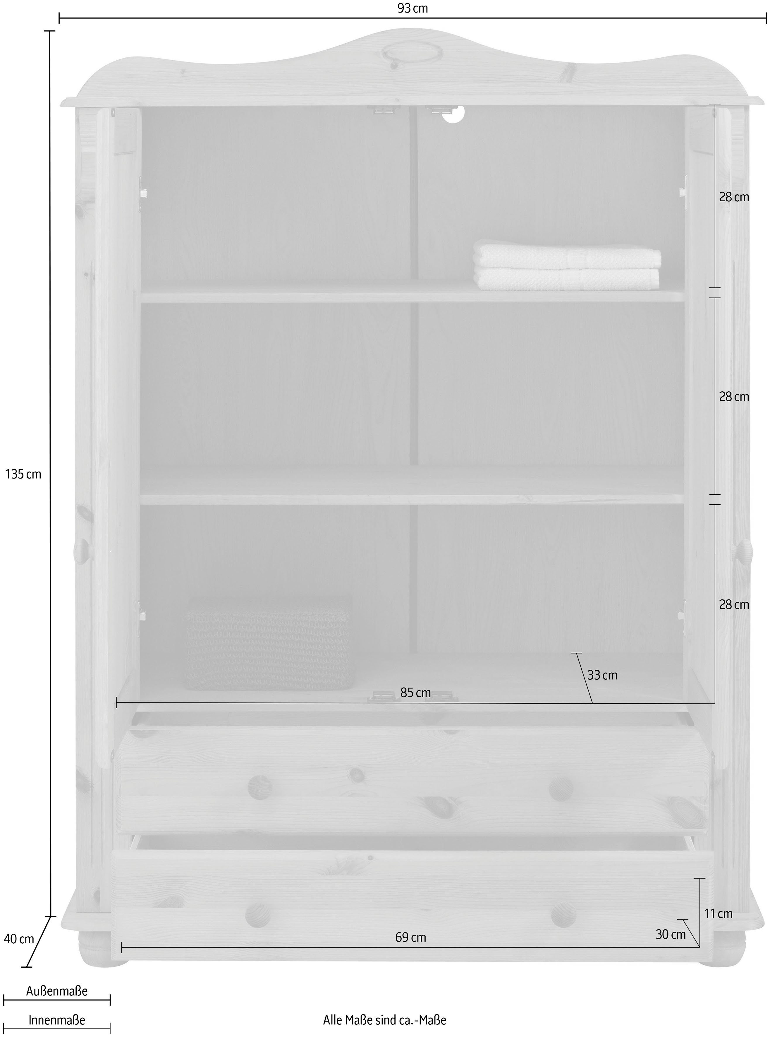 Home affaire Mehrzweckschrank Adele aus massiver Kiefer