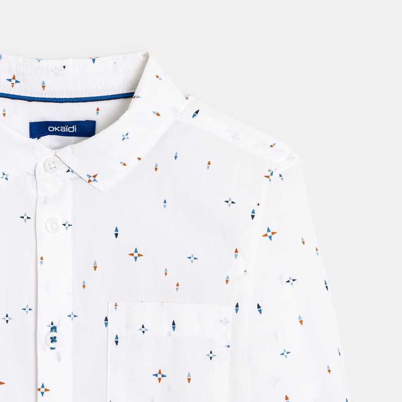 Chemise manches longues imprimée blanche garçon