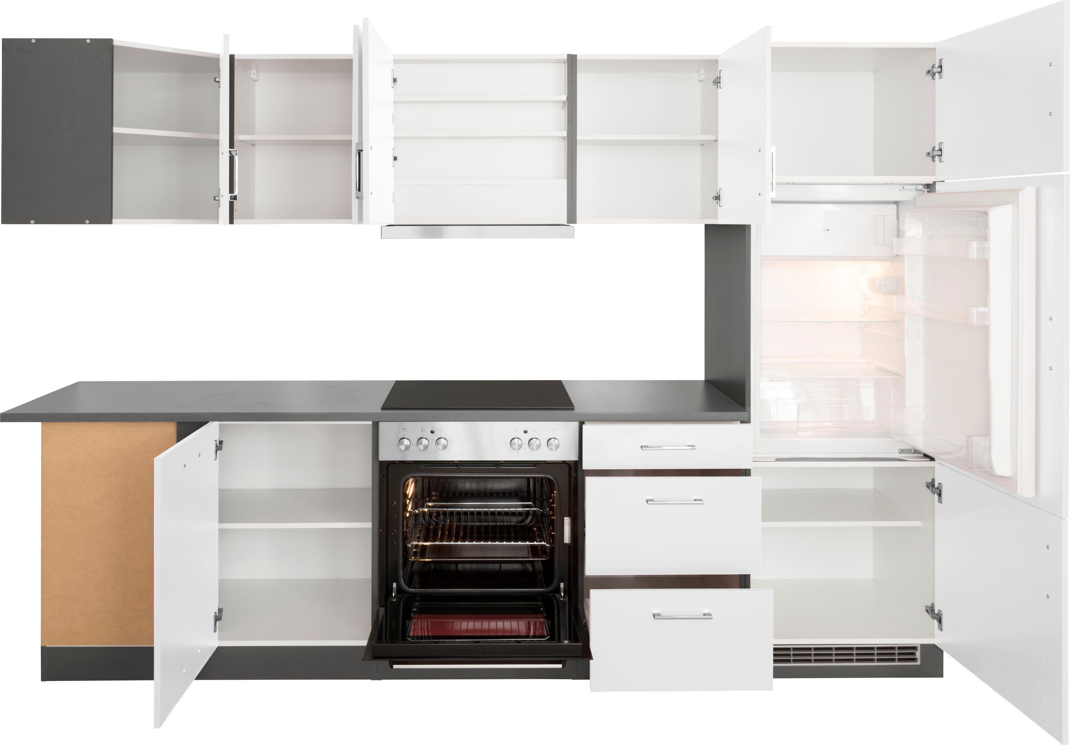 HELD MÖBEL Winkelküche Paris, mit E-Geräten, Stellbreite 220/280 cm