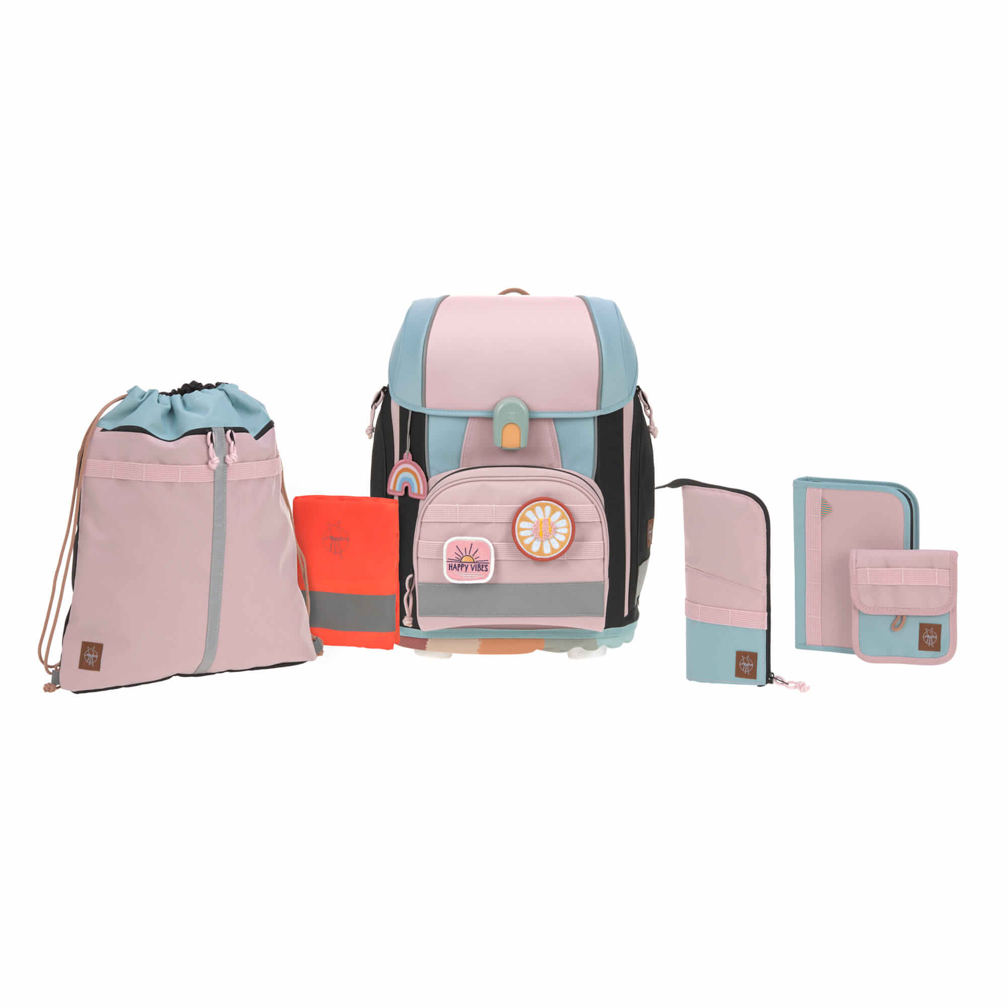 Schulranzen Set 7-teilig, Boxy Unique Rose Blue Black