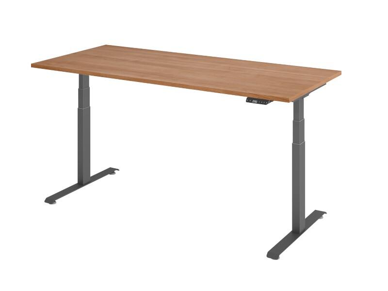 Hammerbacher Rechteckig Sitz-Stehschreibtisch Metall, Holz 1,800 x 800 x 645 - 1,295 mm Braun