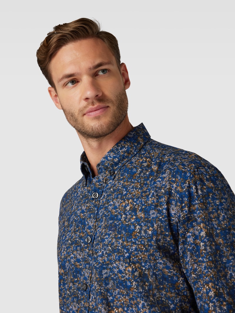 Regular Fit Freizeithemd mit Button-Down-Kragen in dunkelblau