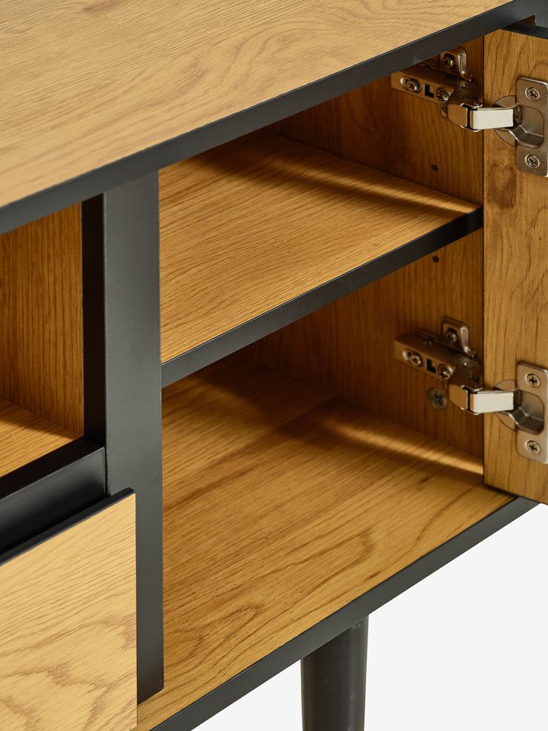 ODENSE TV stand ODENSE 2 doors/1 drawer oak/black