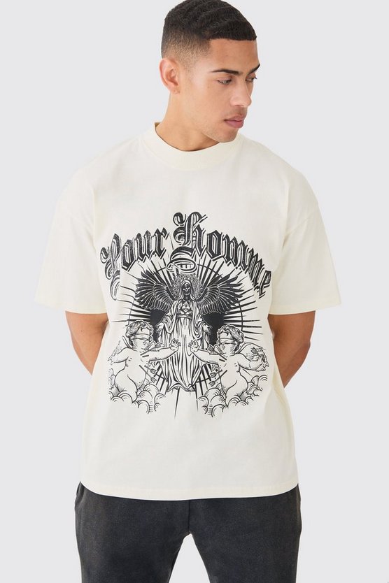 Oversize T-Shirt mit Pour Homme Print