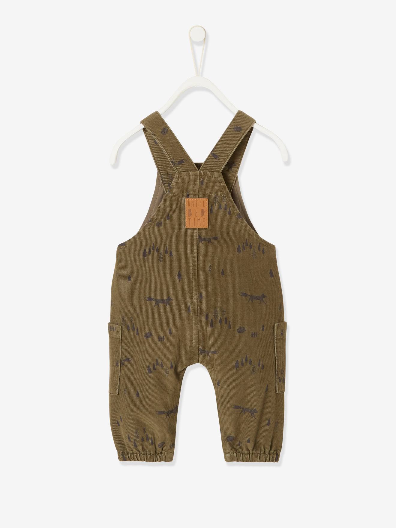 Salopette en velours imprimé bébé vert moyen aop