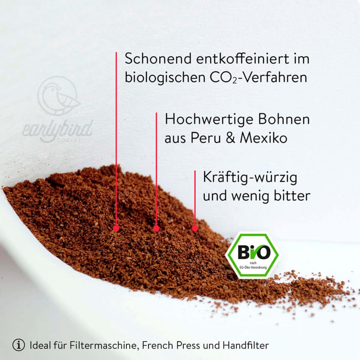 Kaffee, gemahlen, entkoffeiniert, 250 g