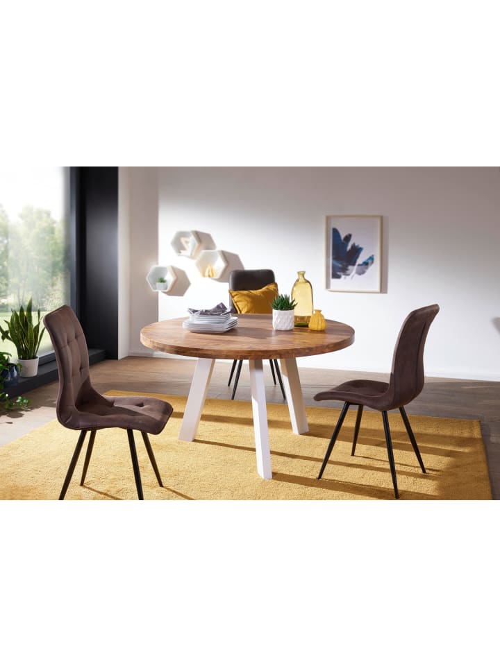 KADIMA DESIGN Esszimmertisch rund 130 cm Massiv Esstisch, Runder Holztisch günstig kaufen onesize