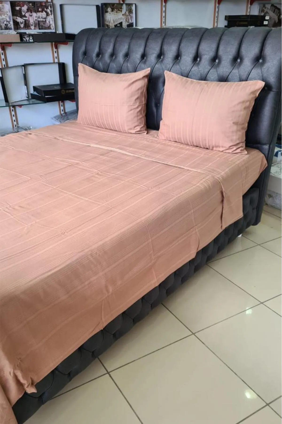Çeyiz Diyarı  Satin-Kinox-Dobby-Doppelbettbezug-Set, braun