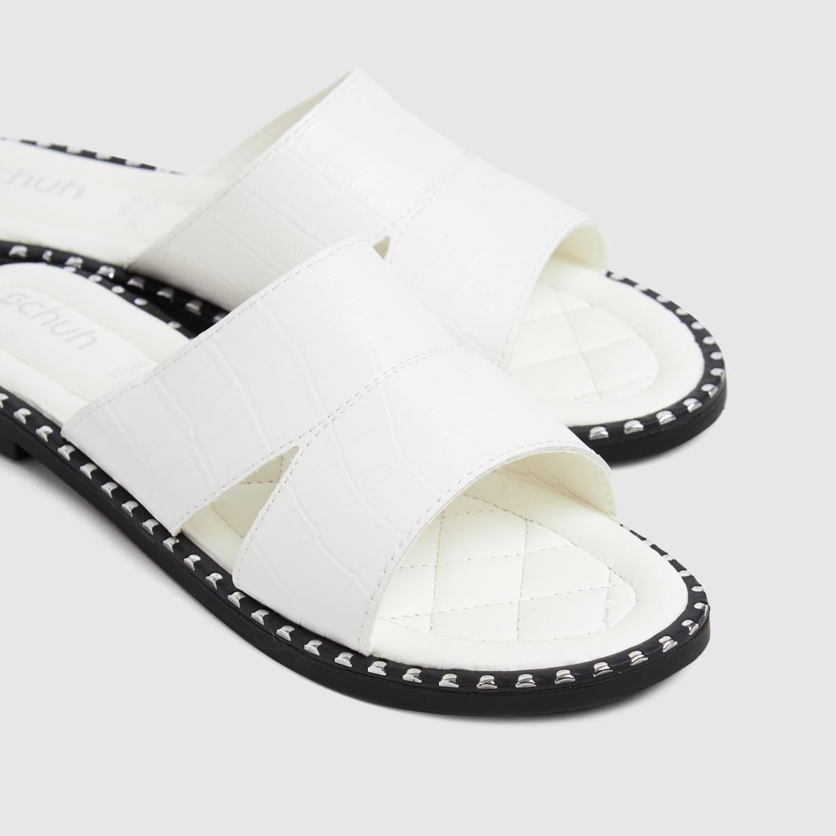 Schuh – Topaz – Vita mulesandaler med krokodildetaljer