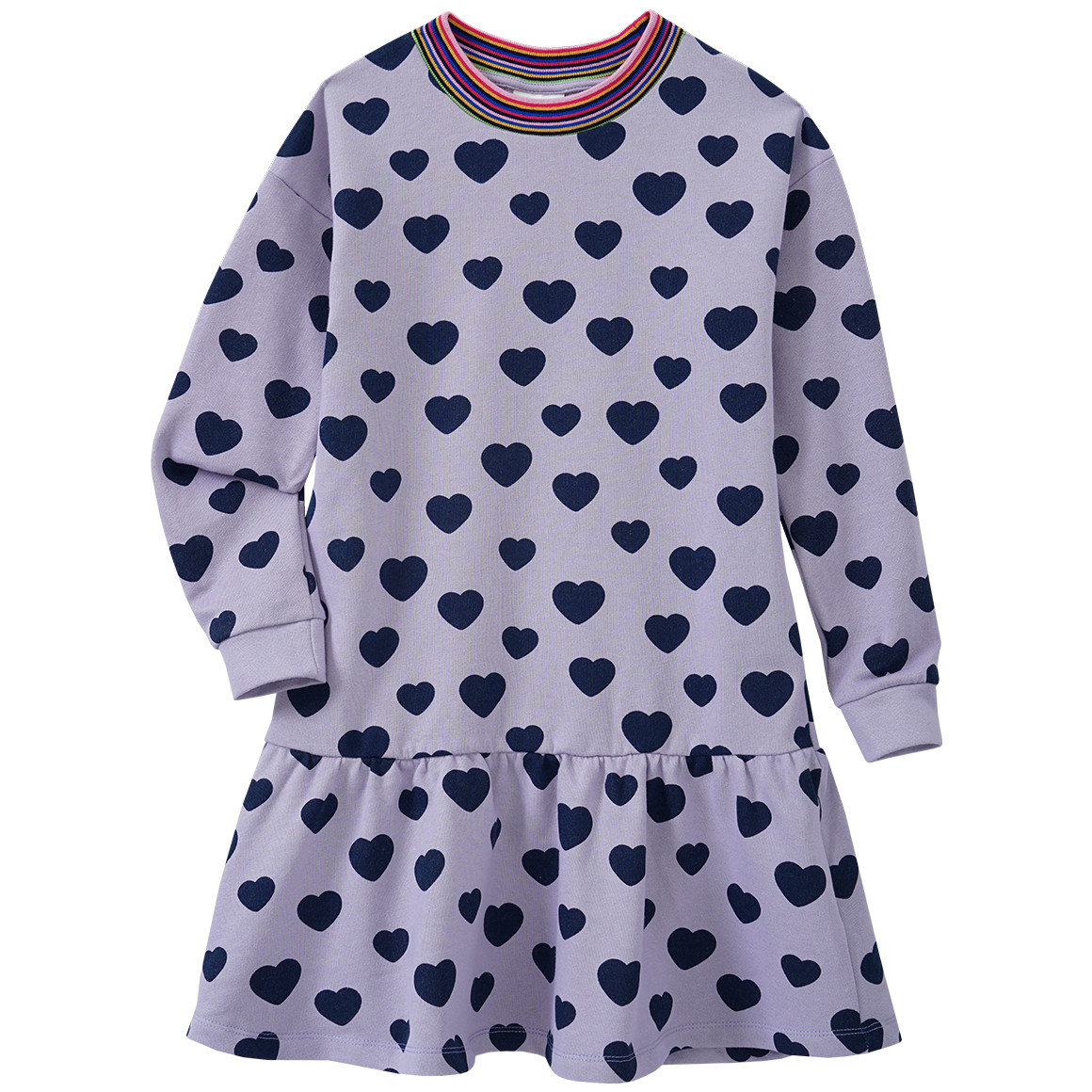 Mädchen Sweatkleid mit Herz-Print