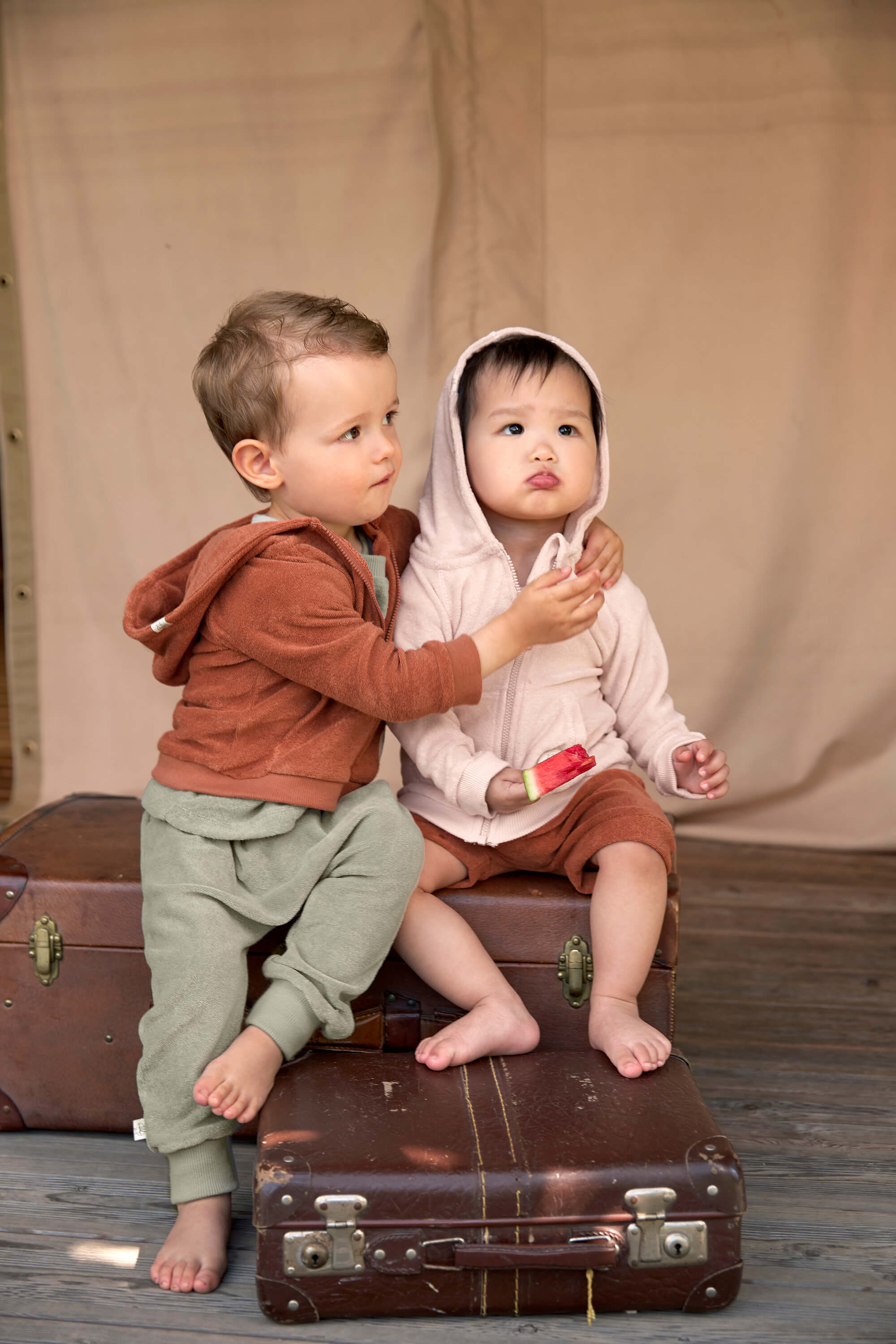 Frottee Jacke Kinder, Rostrot