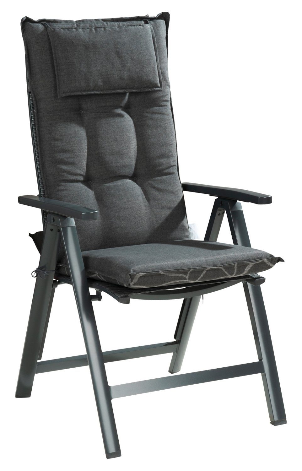 GO-DE Hochlehnerauflage SASILLAS, B 50 x L 120 cm, Grau, 6er Set, (Set, 6 St), Gartenstuhlauflagen für Hochlehnstühle