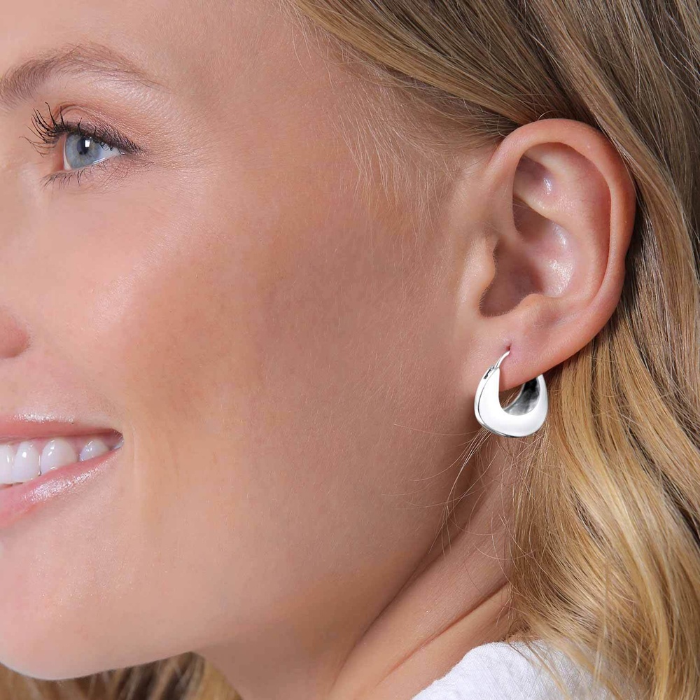 Elli Elli Boucles d'Oreilles Créoles Femme Géo Simple en argent sterling 925 doré Boucles d'oreilles