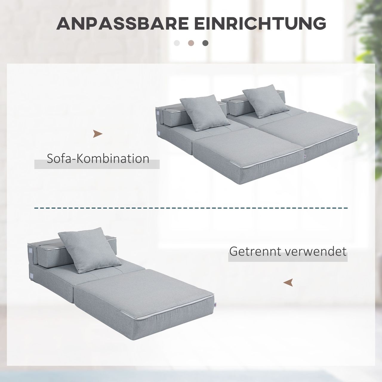 HOMCOM Schlafsessel Schlafsofa Sofabett Einzelsofa mit Waschbarem Kissen Grau