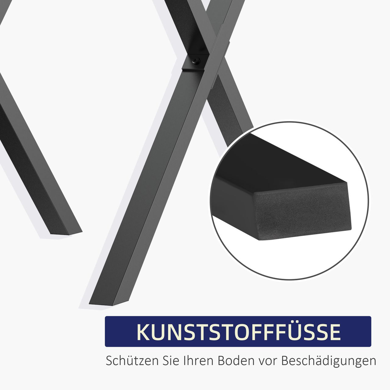 HOMCOM 2 Stück Stahl Tischbeine Tischfüße 72 cm Tischgestell in X-Form Schwarz