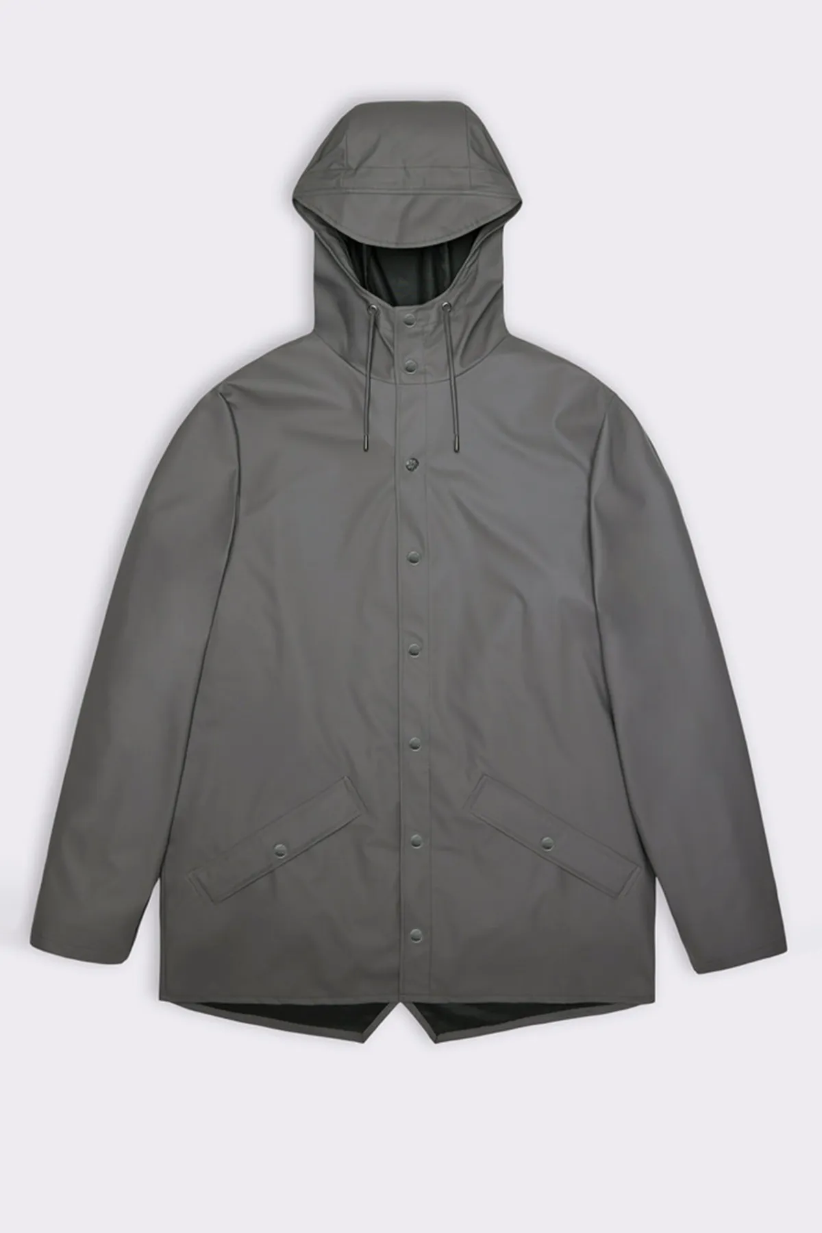 Rains  Die wasserdichte Jacke ist aus dem charakteristischen PU-Stoff von Rains geschnitten und verfügt über ultraschallverschweißte Nähte