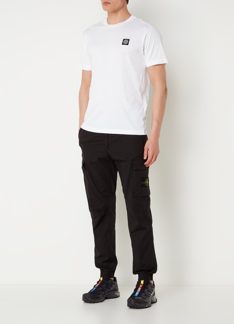 Pantaloni cargo conici Stone Island 31303 cu cizme din piele