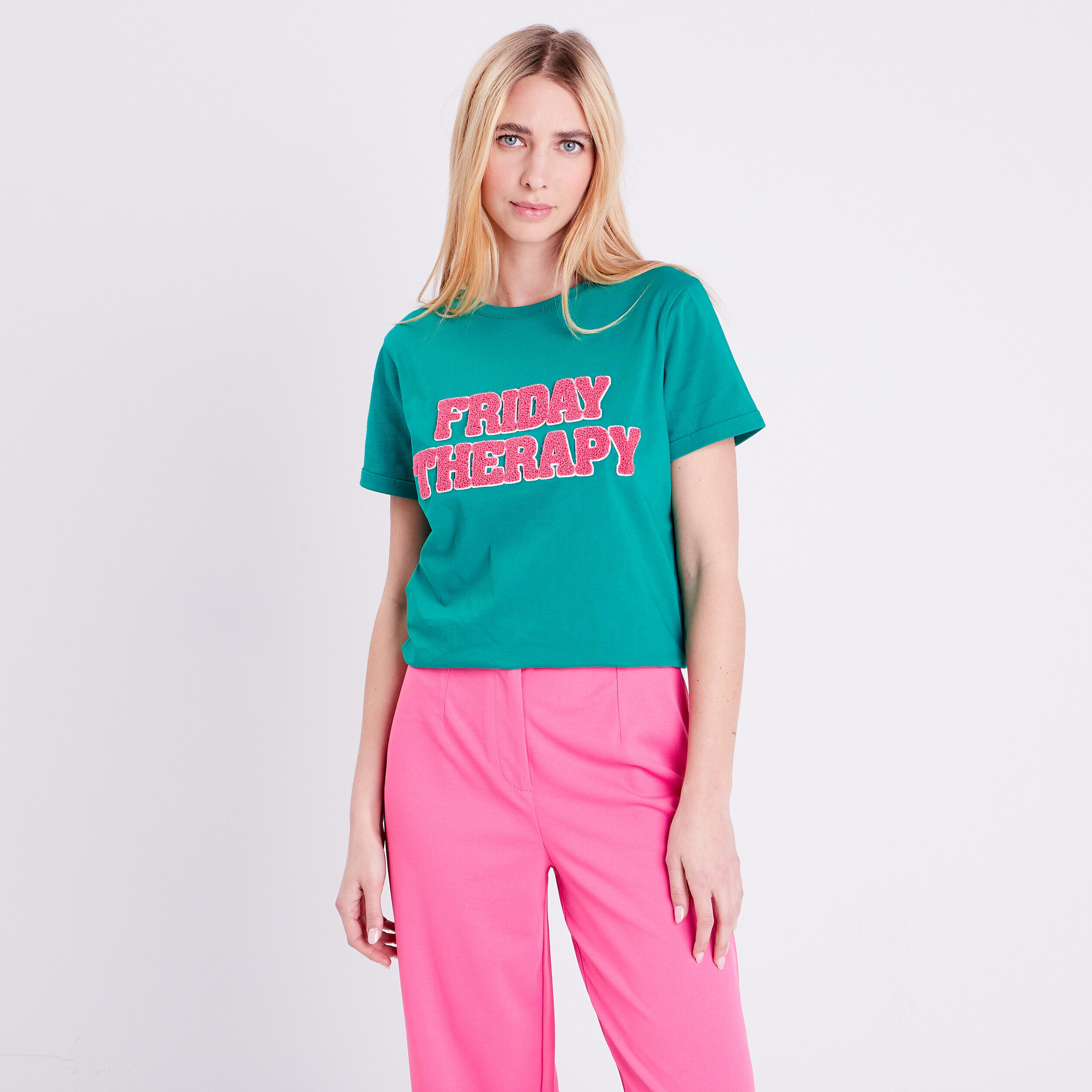 T-shirt manches courtes vert turquoise femme | Cache Cache
