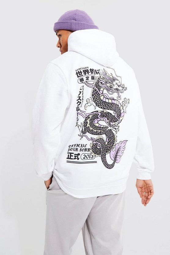 Tall Hoodie mit Drachen-Print